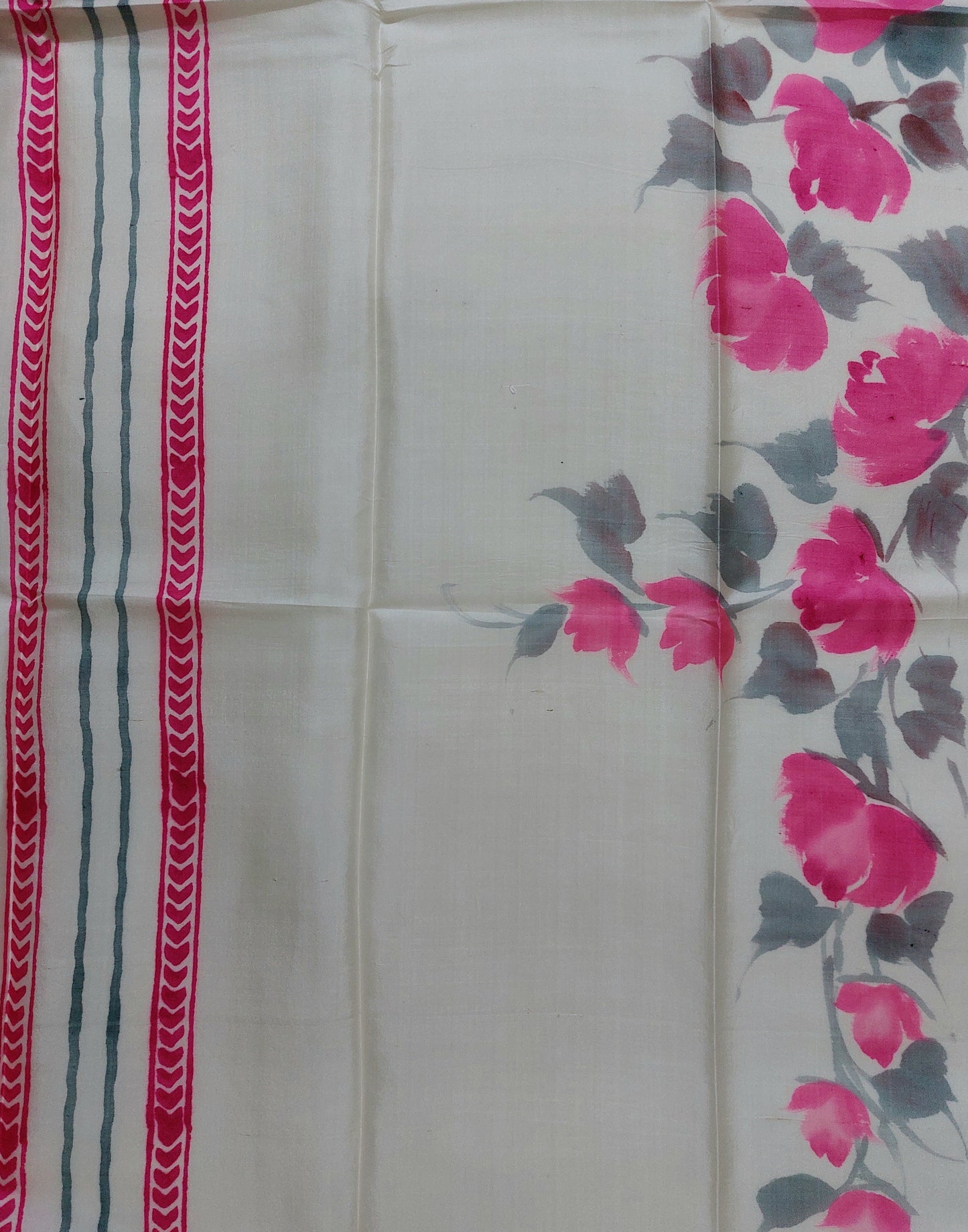 Handpainted Silk Stole– Pink Peony Power