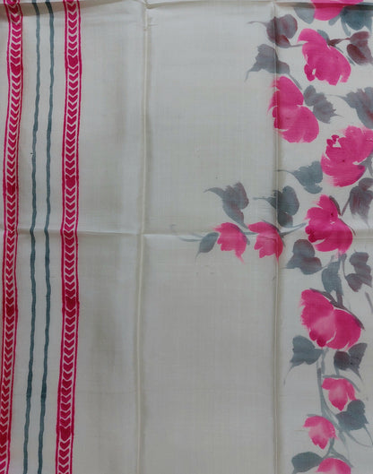 Handpainted Silk Stole– Pink Peony Power