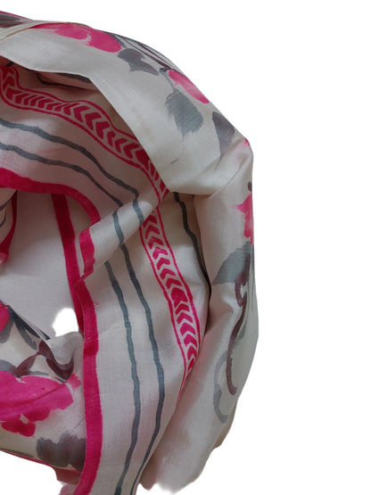 Handpainted Silk Stole– Pink Peony Power