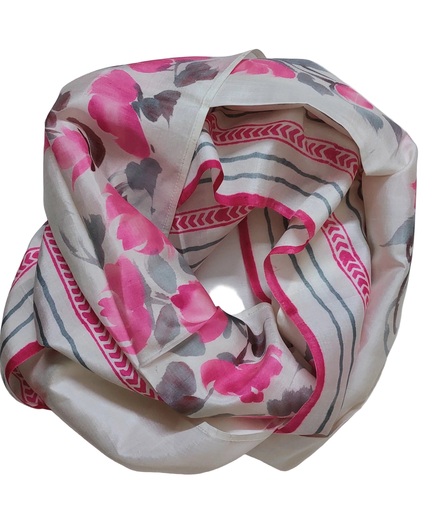 Handpainted Silk Stole– Pink Peony Power