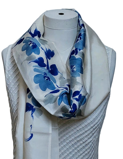 Handpainted Silk Stole– Blue Basant Bliss