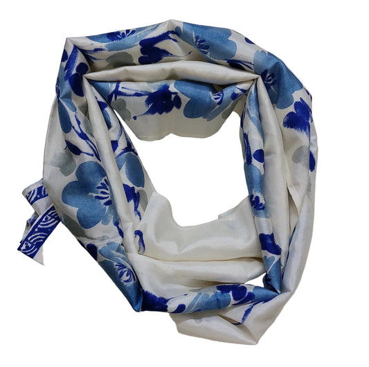 Handpainted Silk Stole– Blue Basant Bliss